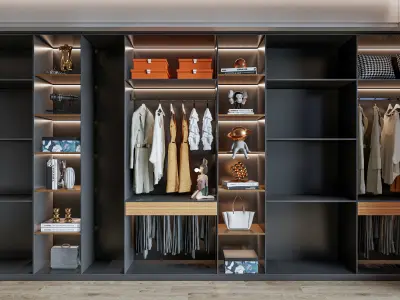Dressing room  Wardrobe closet full Scene 3D model