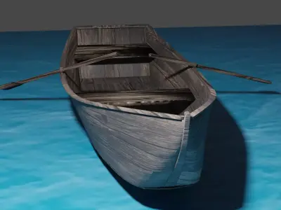 Wooden Boat Low-poly 3D model