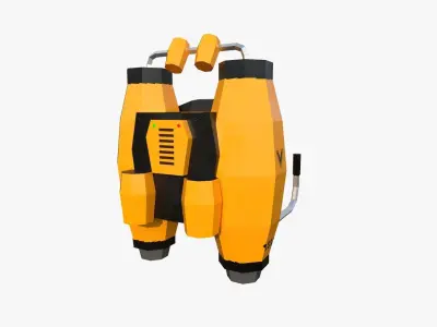10 Jetpack Low Poly Collection Yellow - SciFi Character Design 