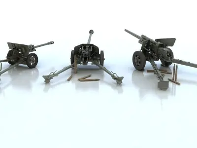 Anti tank guns ww2 3D model