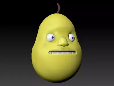 Pear character Low-poly 3D model