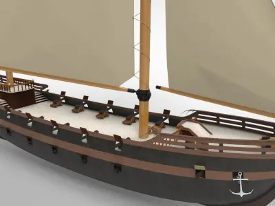 Pirate Ship sailing war 3D model