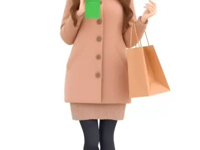 Black Friday Woman 3D Model with Shopping Bag 3D print model