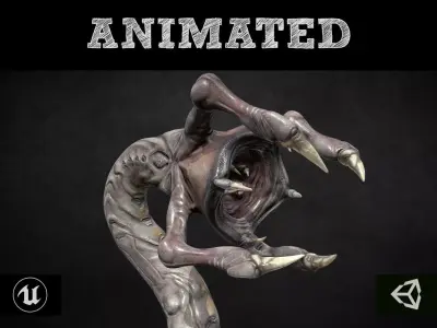 Armored Clawed Worm Low-poly 3D model