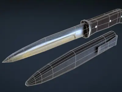 WW1 German Knife with a satch asset Free low-poly 3D model