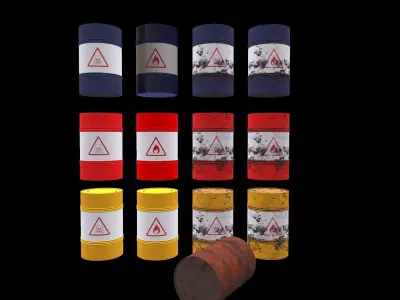 Old Oil Barrel - PBR Game Ready VR AR low-poly 3D model Free low-poly 3D model