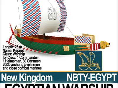 Ancient Egypt Warship Kepnet NK 3D model