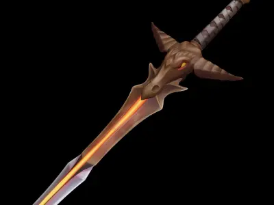 Handpainted Fantasy Dragon Sword Low-poly 3D model