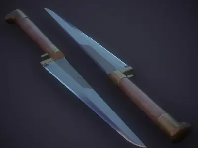 Game-ready sword with PBR material metal rough Free low-poly 3D model