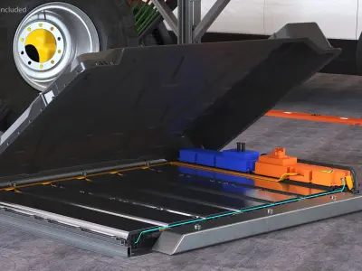 Electric Car Battery Open 3D model