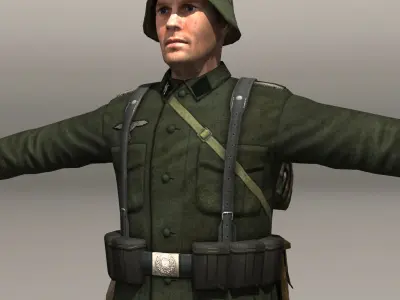 german soldier and kar 98k Low-poly 3D model