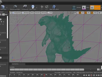 Gozilla Unreal Engine 4 Low-poly 3D model
