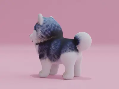 Malamute Alaskan Husky Dog Toy Low High Poly Low-poly 3D model