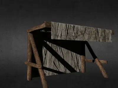 Medieval stall 2 Low-poly 3D model