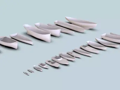 Hulls collection group of boats 3D model