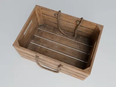 Wooden fruit box Free low-poly 3D model