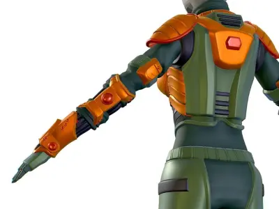 Subdivision 3D Woman Military Costume Armor Low-poly 3D model