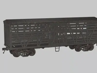 Old Train Wood Coaches Low Poly  3D Model Low-poly 3D model