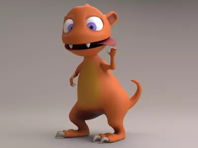 Cartoon rigged dragon Low-poly 3D model