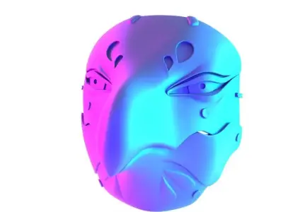 White Tengu Bird Red Beak Mask toy 3D print model