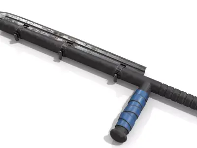 Police Baton with Blade Low-poly 3D model
