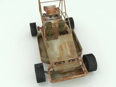 Rusted postapocalyptic buggy Low-poly 3D model