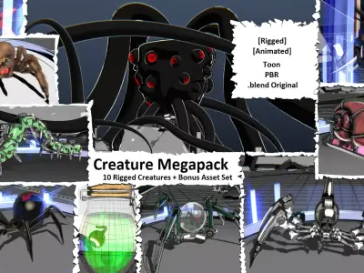 Creature Megapack 10 Rigged Creatures Plus Low-poly 3D model