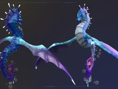 Sea Dragon 4K texture horse fantasy Low-poly 3D model