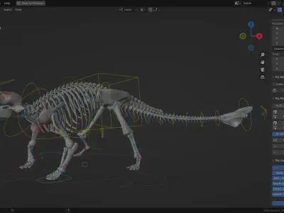 Ankylosaurus Rigged Skeleton Low-poly 3D model