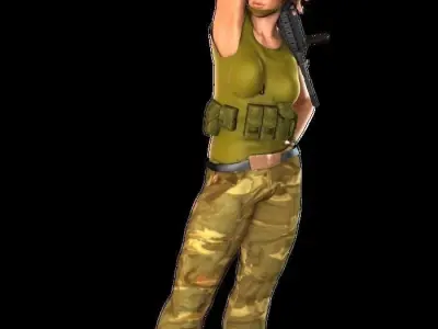 Army girl Low-poly 3D model