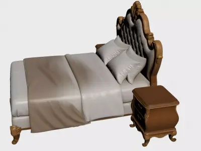 Italian concept bed and two dresser 3D model set Free 3D model purchase