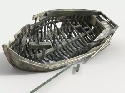 Abandoned Boat Wreck  Low-poly 3D model