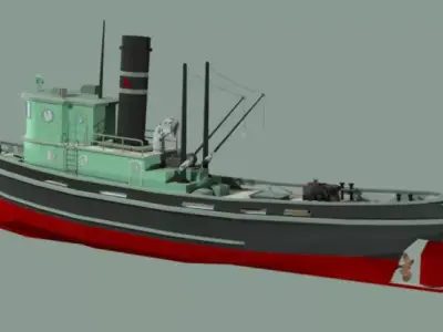 Old Fishing Boat B Low Poly 3D Model Low-poly 3D model