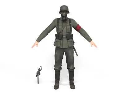 German Soldier 5 Low-poly 3D model