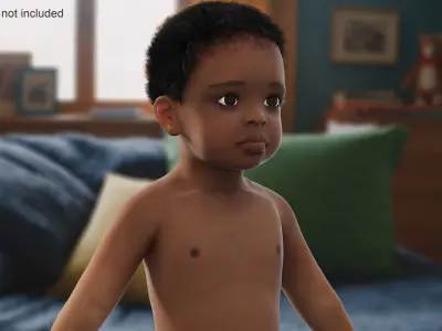 Black Baby Boy Wearing Diaper A-Pose 3D model