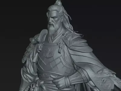 Samurai Crimson Daimyo Samurai 75mm STL Display Miniature 3D print model
