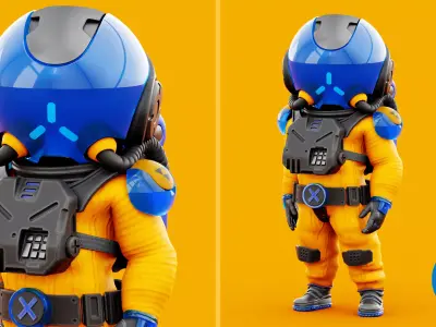 TOON ASTRONAUT F-2 RIGGED 3D model