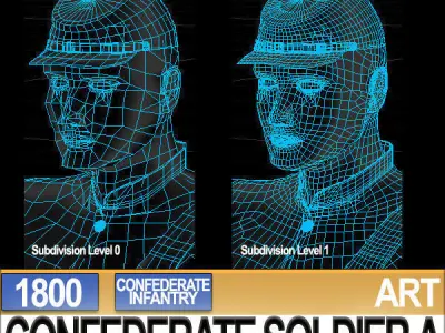 Civil War Confederate Soldier A Infantry 3D model