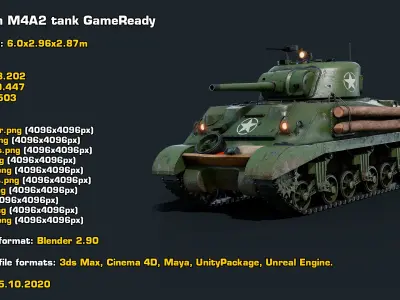 WW2 Tank Sherman M4A2 Realtime 3D model
