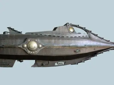 Nautilus metal ship with lights 3D model