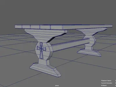 wooden table Free 3D model 2