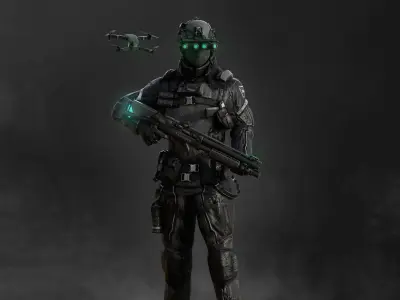 Modern Police Soldier Low-poly 3D model