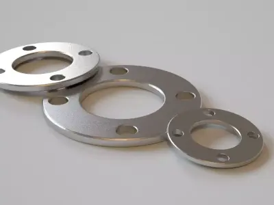Flange three stainless steel flanges Free low-poly 3D model