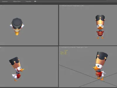Cartoon duck guard Low-poly 3D model