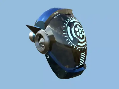 SciFi Helmet 03 - Steel Blue - Character Design Fashion Low-poly 3D model