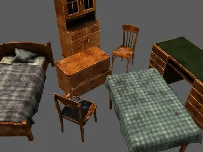 Old Furniture Pack Free low-poly 3D model