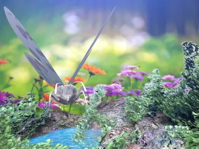 Apollo Butterfly Low-poly 3D model