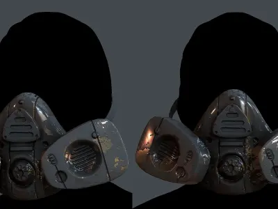 Gas mask helmet 3d model scifi Low-poly Low-poly 3D model Low-poly 3D model