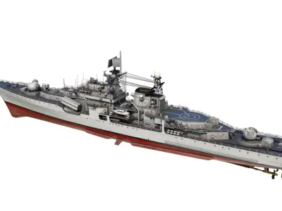 The modified Hangzhou ship DDG136 956EM Sovremenny-class Low-poly 3D model