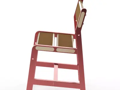 stull wooden chair with seat and back 3D model